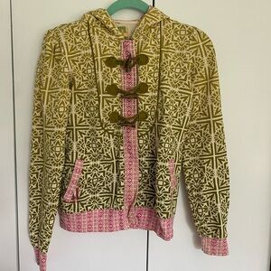 Y2K Green and Pink Patterned Hoodie